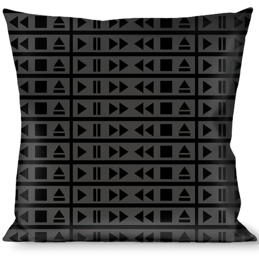 Buckle-Down Throw Pillow - Control Buttons Black/Gray Throw Pillows Buckle-Down   