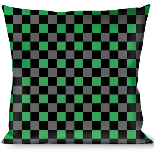 Buckle-Down Throw Pillow - Checker Black/Gray/2 Green Throw Pillows Buckle-Down   
