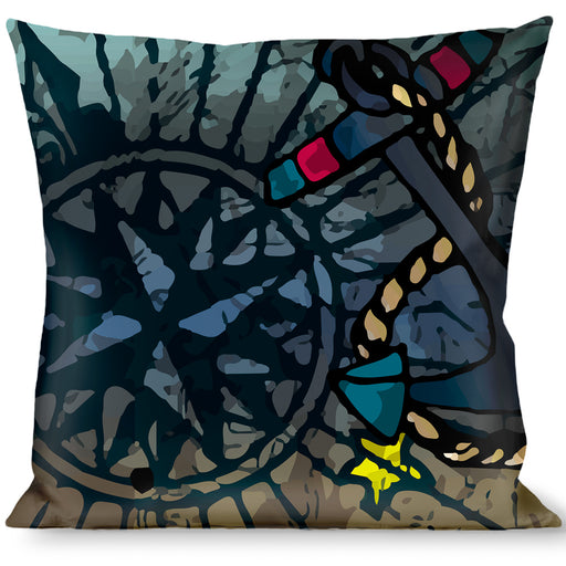 Buckle-Down Throw Pillow - Dead Men Tell No Tales C/U Turquoise Throw Pillows Buckle-Down   