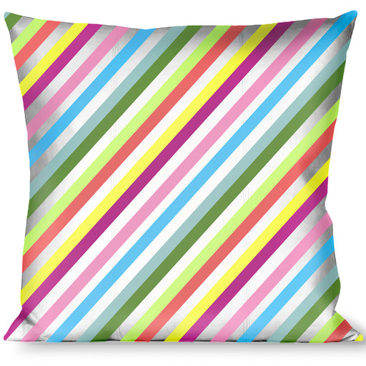 Buckle-Down Throw Pillow - Diagonal Stripes White/Multi Color Throw Pillows Buckle-Down   