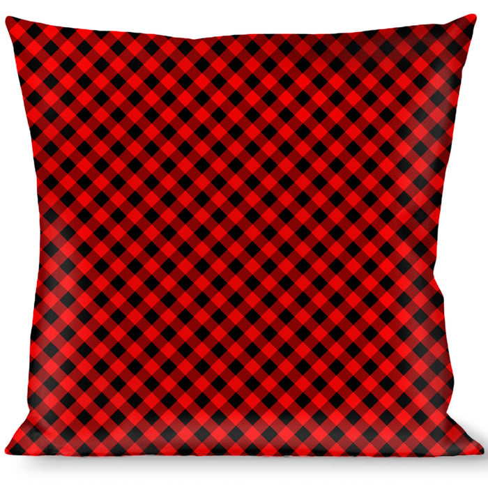 Buckle-Down Throw Pillow - Diagonal Buffalo Plaid Black/Red Throw Pillows Buckle-Down   