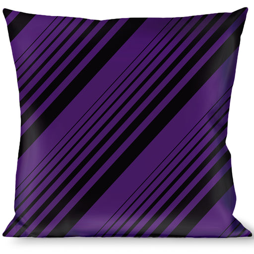 Buckle-Down Throw Pillow - Diagonal Stripes Black/Purple Throw Pillows Buckle-Down   