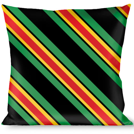Buckle-Down Throw Pillow - Diagonal Stripes Black/Green/Yellow/Red Throw Pillows Buckle-Down   