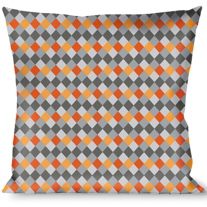Buckle-Down Throw Pillow - Diamond Plaid Grays/Orange Throw Pillows Buckle-Down   