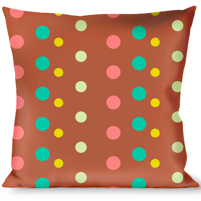 Buckle-Down Throw Pillow - Dots Brown/Multi Pastel Throw Pillows Buckle-Down   