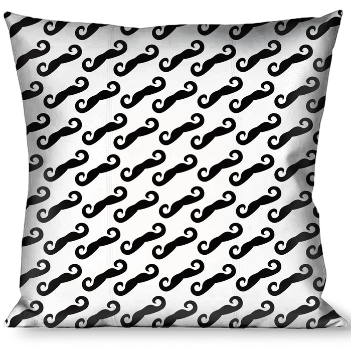 Buckle-Down Throw Pillow - Diagonal Handlebar Mustaches White/Black Throw Pillows Buckle-Down   