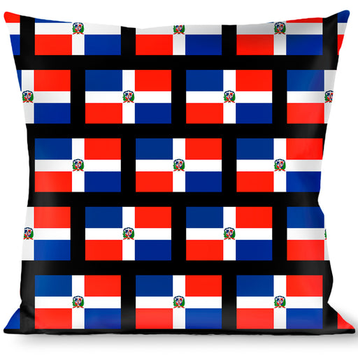 Buckle-Down Throw Pillow - Dominican Republic Flags/Black Black Throw Pillows Buckle-Down   