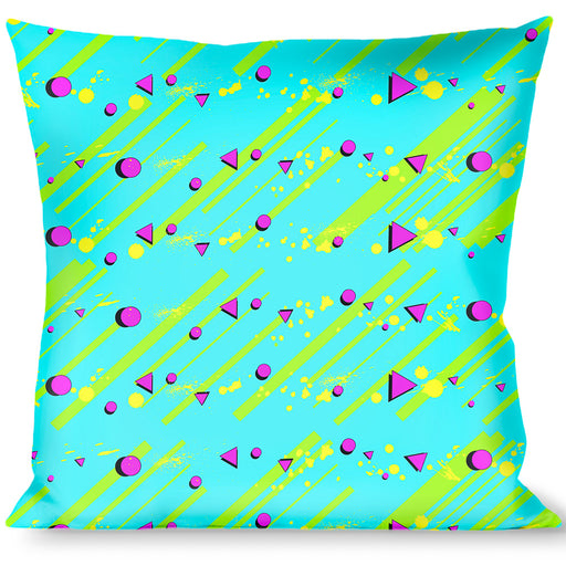 Buckle-Down Throw Pillow - Eighties Party Blue/Yellow/Pink Throw Pillows Buckle-Down   