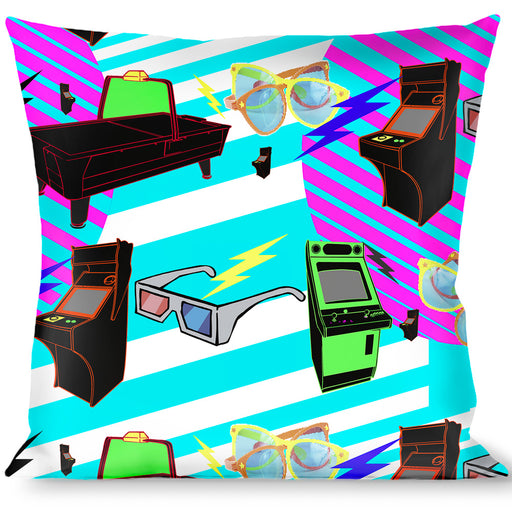 Buckle-Down Throw Pillow - Eighties Arcade Multi Neon Stripes Throw Pillows Buckle-Down   