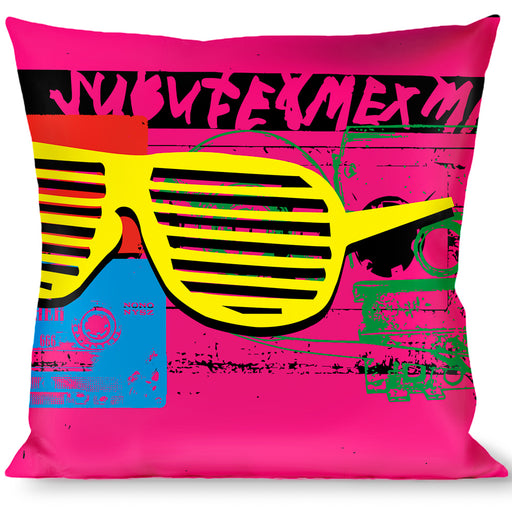 Buckle-Down Throw Pillow - Eighties Shades Tapes Black/Neon Throw Pillows Buckle-Down   