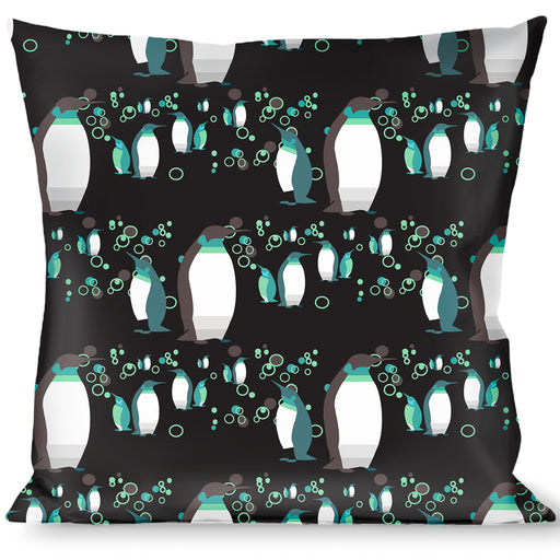Buckle-Down Throw Pillow - Emperor Penguins w/Bubbles Black/Gray/Turqs Throw Pillows Buckle-Down   
