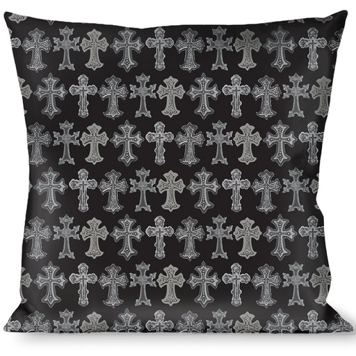 Buckle-Down Throw Pillow - Elegant Crosses Black/Grays Throw Pillows Buckle-Down   