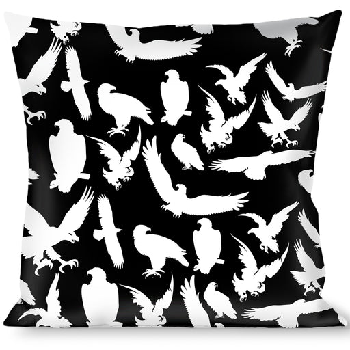 Buckle-Down Throw Pillow - Eagle Silhouettes Scattered Black/White Throw Pillows Buckle-Down   