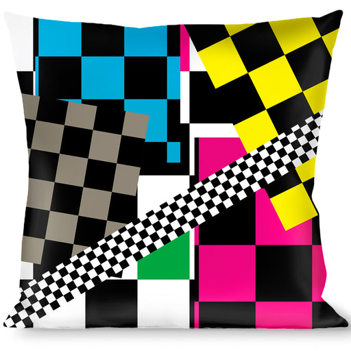 Buckle-Down Throw Pillow - Funky Checkers Black/White/Neon Throw Pillows Buckle-Down   
