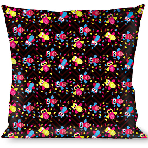 Buckle-Down Throw Pillow - Flying Owls w/Leaves Black/Multi Color Throw Pillows Buckle-Down   