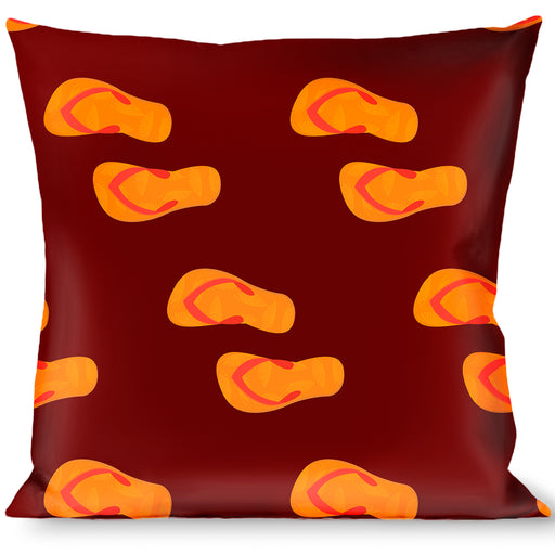Buckle-Down Throw Pillow - Flip Flops Burgundy/Orange Throw Pillows Buckle-Down   