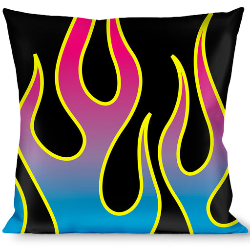 Buckle-Down Throw Pillow - Flames Black/Blue/Pink Throw Pillows Buckle-Down   