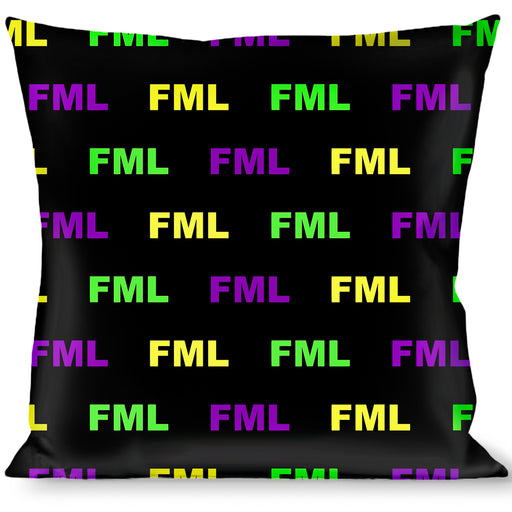 Buckle-Down Throw Pillow - FML Black/Yellow/Green/Purple Throw Pillows Buckle-Down   
