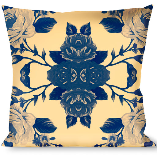 Buckle-Down Throw Pillow - Floral Collage Tan/Blue Throw Pillows Buckle-Down   
