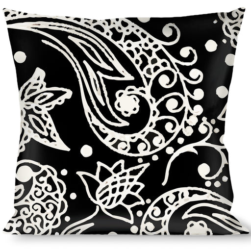 Buckle-Down Throw Pillow - Floral Paisley Black/White Throw Pillows Buckle-Down   