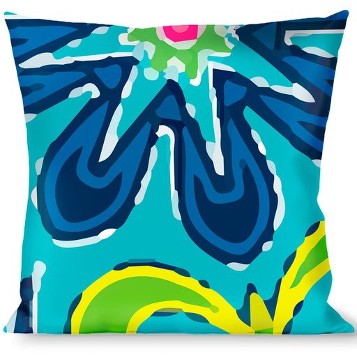 Buckle-Down Throw Pillow - Floral Burst Turquoise/Blues/Pinks/Yellow/Green Throw Pillows Buckle-Down   
