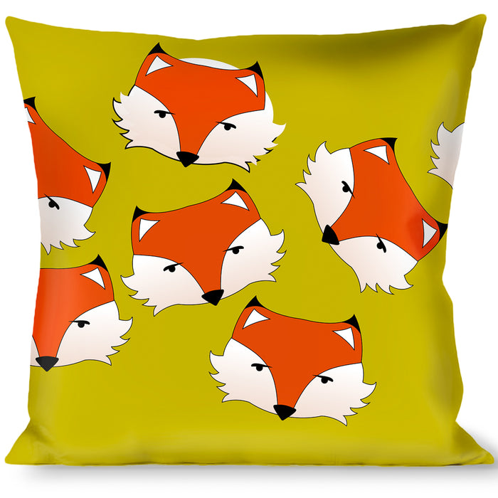 Buckle-Down Throw Pillow - Fox Face Scattered Warm Olive2 Throw Pillows Buckle-Down   