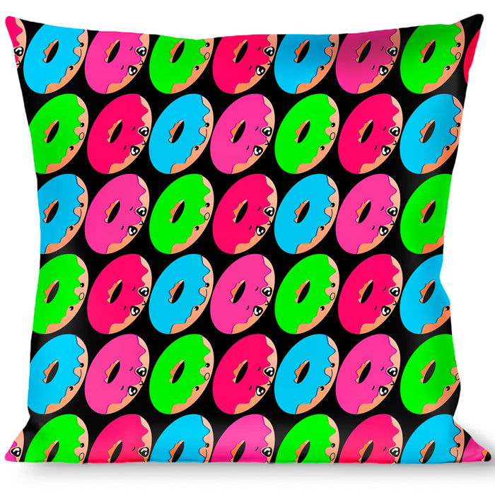 Buckle-Down Throw Pillow - Glaze Donut Expressions Black Throw Pillows Buckle-Down   