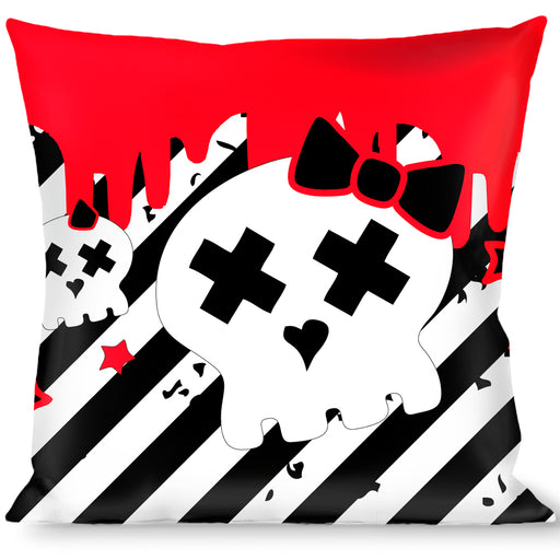 Buckle-Down Throw Pillow - Girlie Skull Black/White w/Red Paint Drips Throw Pillows Buckle-Down   