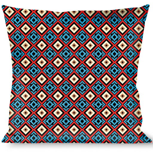 Buckle-Down Throw Pillow - Geometric1 Black/Red/Tan/Brown/Baby Blue Throw Pillows Buckle-Down   