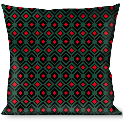 Buckle-Down Throw Pillow - Geometric3 Black/Forest Green/Red Throw Pillows Buckle-Down   