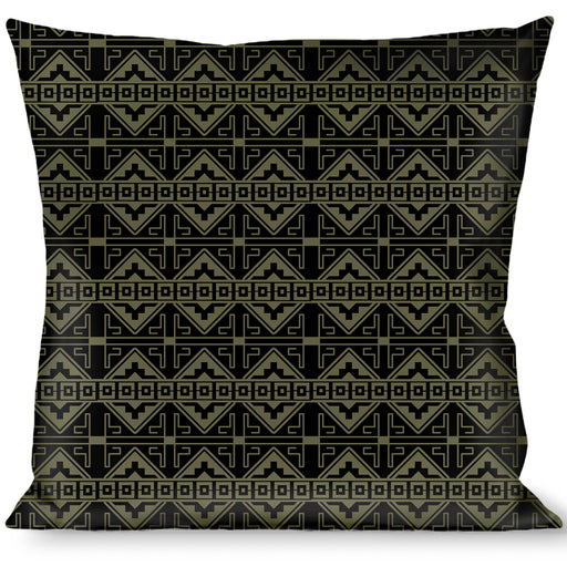 Buckle-Down Throw Pillow - Geometric7 Black/Olive Throw Pillows Buckle-Down   