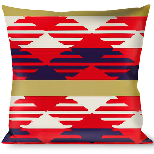 Buckle-Down Throw Pillow - Geometric Weave Tan/White/Red/Blue Throw Pillows Buckle-Down   