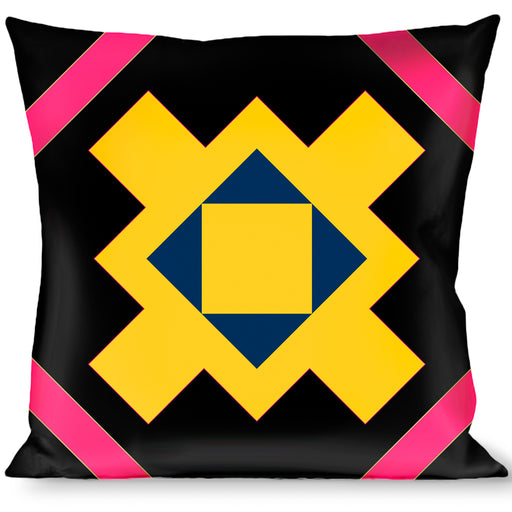Buckle-Down Throw Pillow - Geometric Sunburst Black/Pink/Yellow/Blue Throw Pillows Buckle-Down   