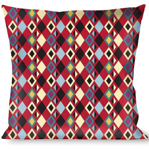 Buckle-Down Throw Pillow - Geometric9 Black/Red/Turquoise/Ivory Throw Pillows Buckle-Down   