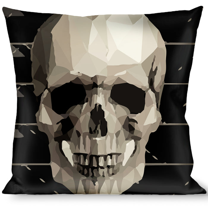 Buckle-Down Throw Pillow - Geometric 3-D Skull Face/Chevron Black/Grays/White Throw Pillows Buckle-Down   