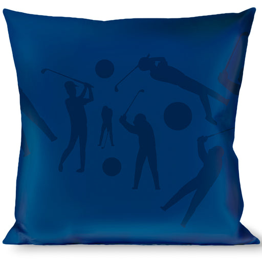 Buckle-Down Throw Pillow - Golfing Silhouettes Collage Blues Throw Pillows Buckle-Down   