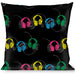 Buckle-Down Throw Pillow - Headphones Buffalo Plaid Black/Neon Throw Pillows Buckle-Down   