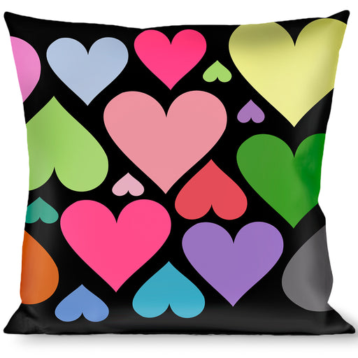Buckle-Down Throw Pillow - Hearts Black/Multi Color Throw Pillows Buckle-Down   