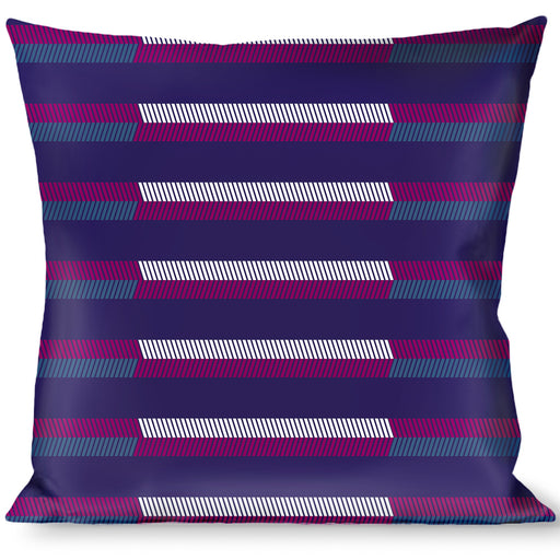 Buckle-Down Throw Pillow - Hash Mark Stripe Navy/Turquoise/Fuchsia/White Throw Pillows Buckle-Down   