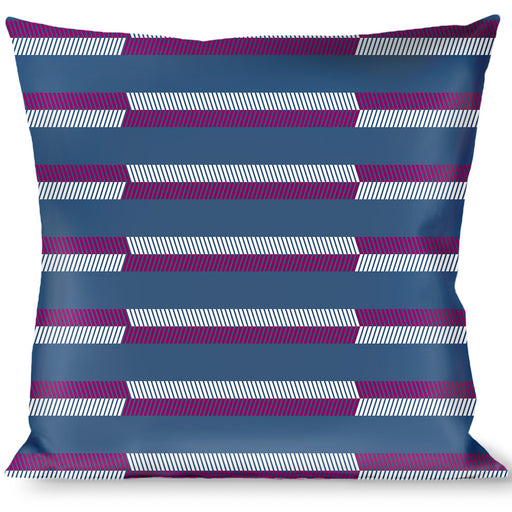 Buckle-Down Throw Pillow - Hash Mark Stripe Turquoise/Fuchsia/White Throw Pillows Buckle-Down   