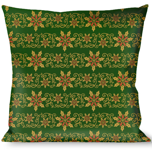Buckle-Down Throw Pillow - Holiday Holly Green/Gold/Red Throw Pillows Buckle-Down   