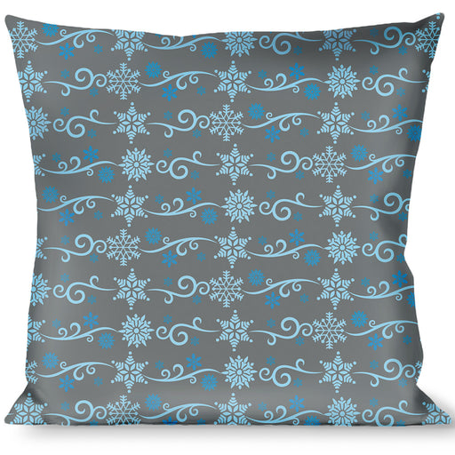 Buckle-Down Throw Pillow - Holiday Snowflakes Gray/Blue Throw Pillows Buckle-Down   