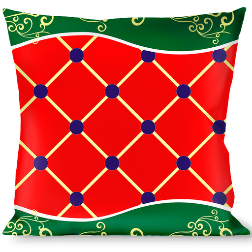 Buckle-Down Throw Pillow - Holiday Trim Stripe Green/Red Throw Pillows Buckle-Down   
