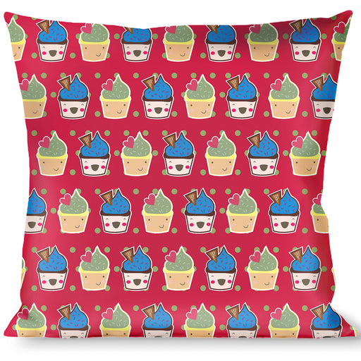 Buckle-Down Throw Pillow - Happy Cupcakes/Dots Pink/Green Throw Pillows Buckle-Down   
