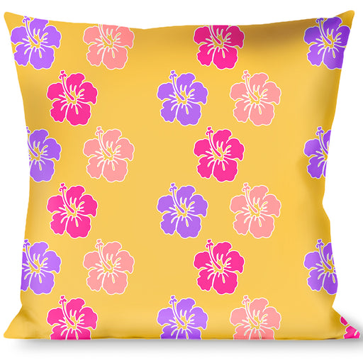 Buckle-Down Throw Pillow - Hibiscus w/Stripes Gold/Multi Pastel Throw Pillows Buckle-Down   