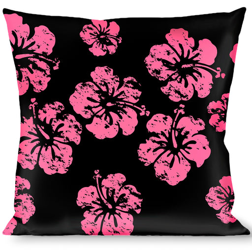 Buckle-Down Throw Pillow - Hibiscus Weathered Black/Pink Throw Pillows Buckle-Down   