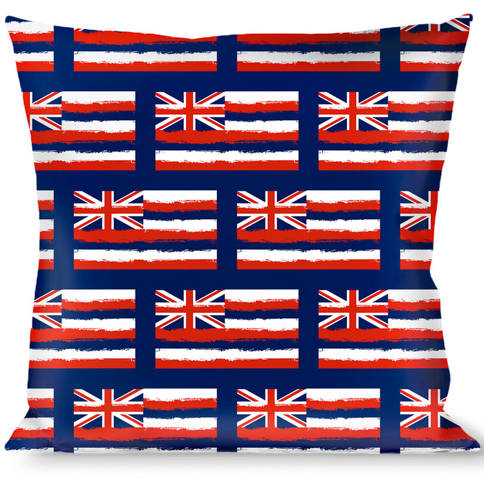 Buckle-Down Throw Pillow - Hawaii Flags Weathered Blue/Red/White Throw Pillows Buckle-Down   