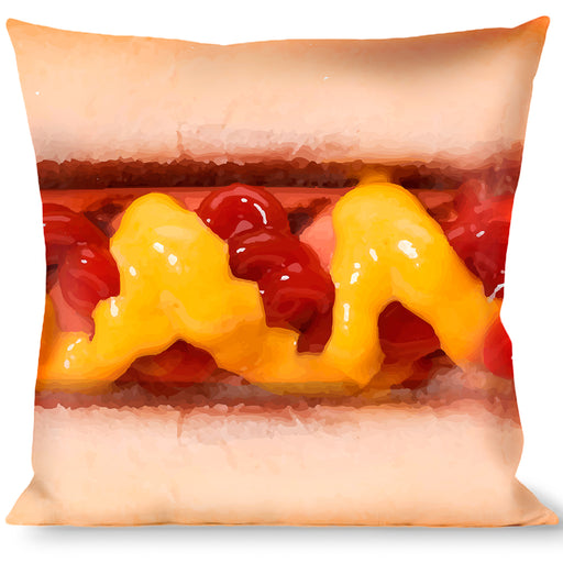 Buckle-Down Throw Pillow - Hot Dog w/Mustard & Ketchup Vivid Throw Pillows Buckle-Down   