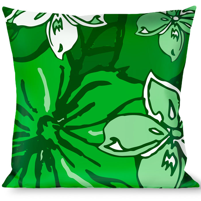 Buckle-Down Throw Pillow - Hibiscus Collage Green Shades Throw Pillows Buckle-Down   