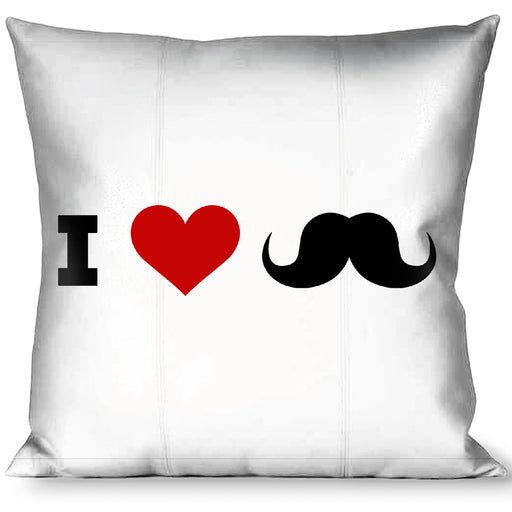 Buckle-Down Throw Pillow - I "Heart Mustache" White/Black/Red Throw Pillows Buckle-Down   